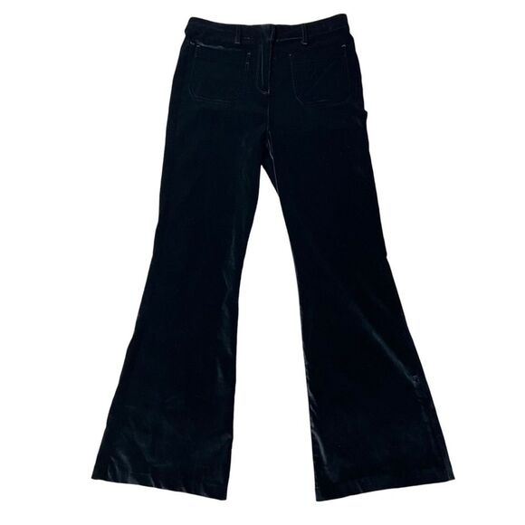 Reiss Isa Black Velvet Pants Sz 30 High Waist Wide Leg Holiday Capsule Event - Picture 2 of 16
